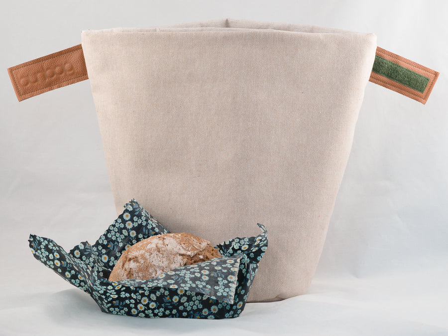 Sparset 1: Bunbag „Natur“ mit Lederlaschen und Brot im Bienenwachstuch