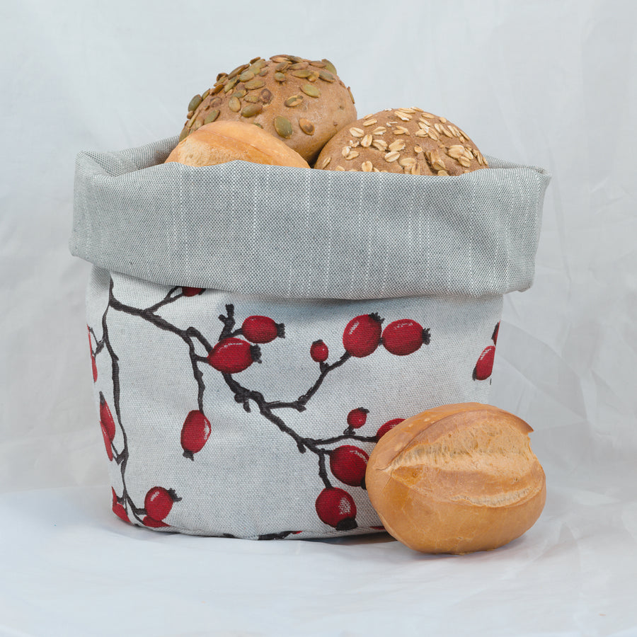 Bunbag umgekrempelt als Brotkorb mit Brötchen