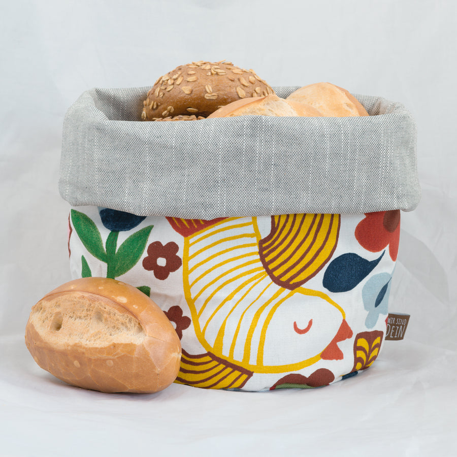 Bunbag umgekrempelt als Brotkorb mit Brötchen