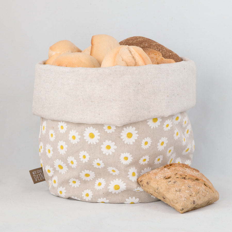 Bunbag umgekrempelt als Brotkorb mit Brötchen