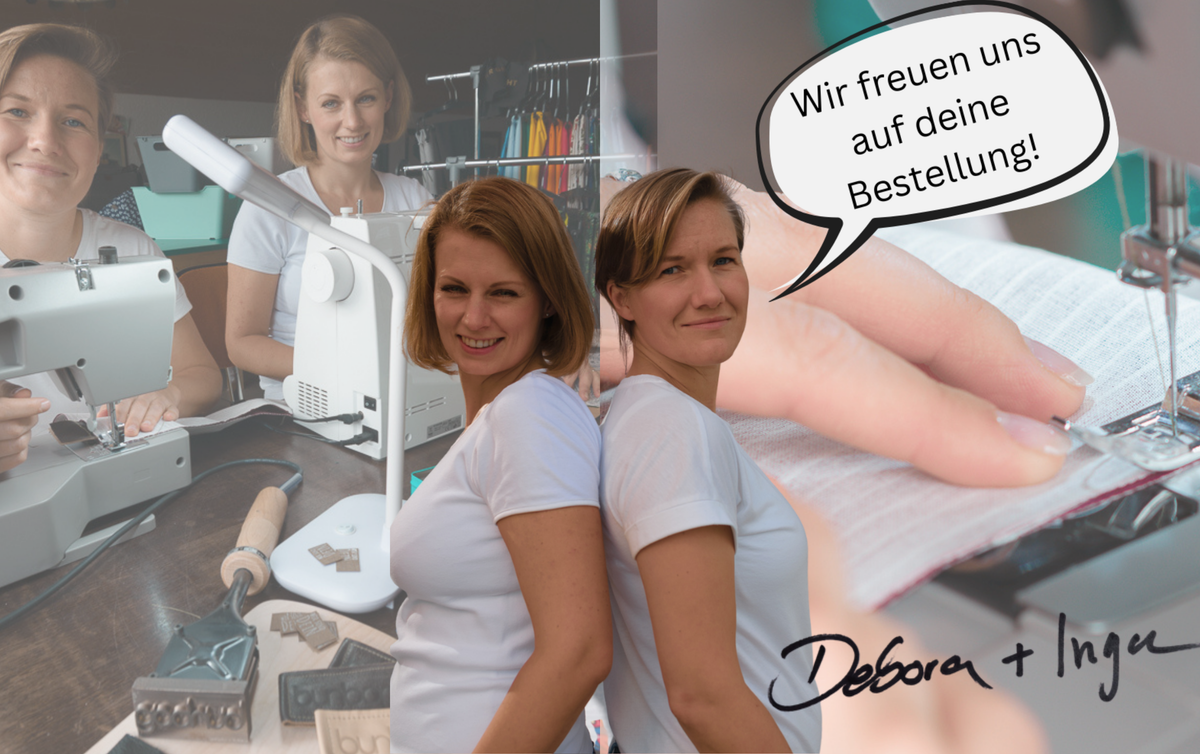 Debora und Inga in ihrer Werkstatt: „Wir freuen uns auf deine Bestellung!“